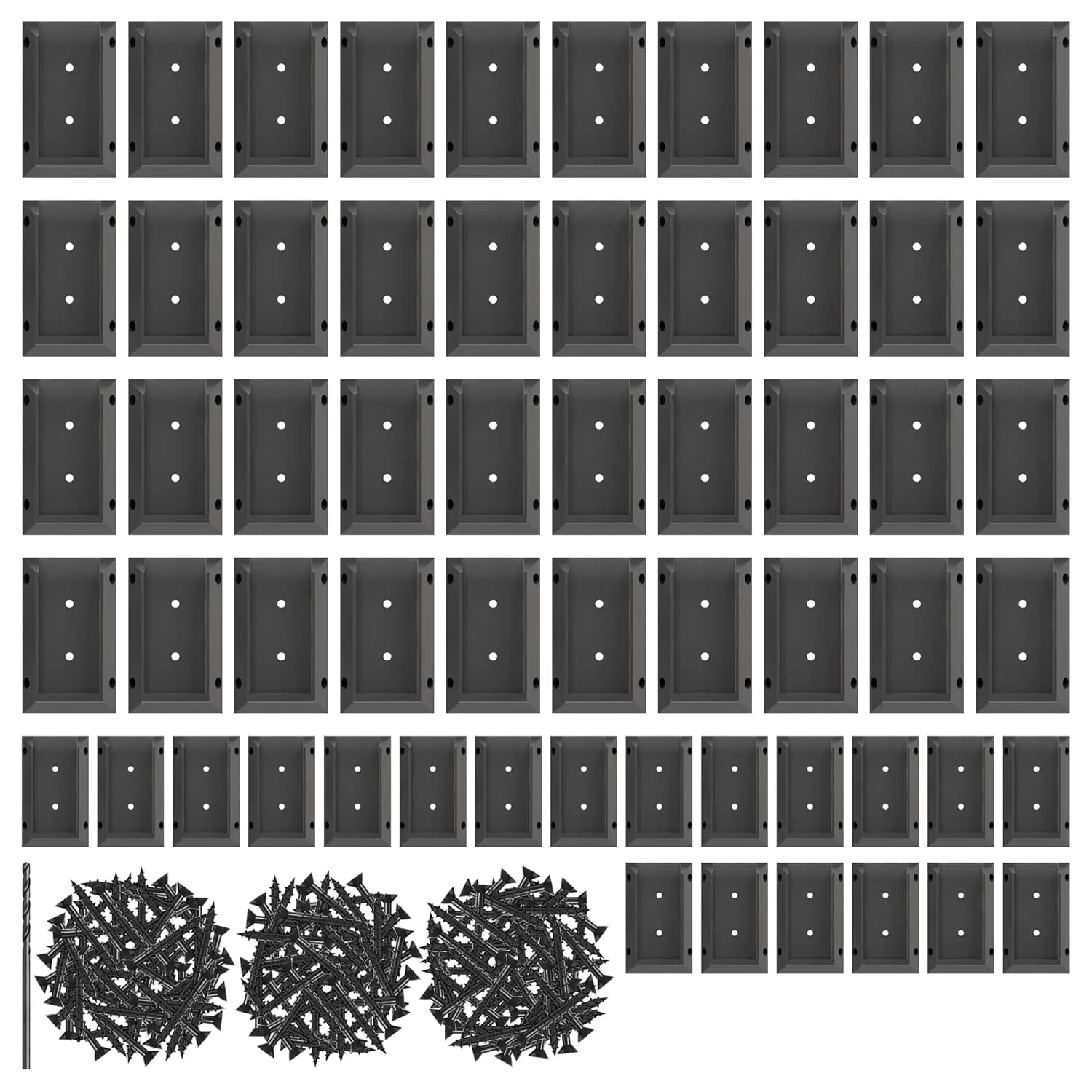 60 pcs Deck Railing Bracket Connectors for 2"*4" (1.5" * 3.5") Deck Railing Wood Post, Railing Bracket Stair Fence Railings Handrail with 120pcs Wood Screws and a Drill Bit (60, Black)