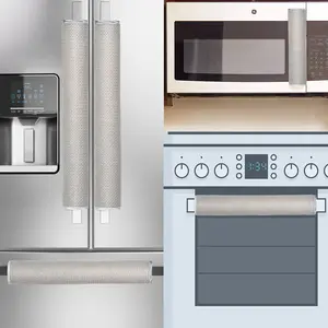 OUGAR8 Refrigerator Door Handle Covers Protective Electrical Kitchen Appliances Gloves Fridge Microwave Oven Dishwasher Door Cloth Cleaning Protector- Catches Drips,Smudges&Fingerprints Dust Covers (Gray Plush)