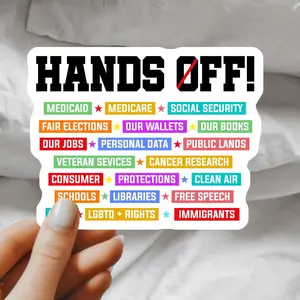 Hands Off Protest Anti Trump Sticker, Don't Touch Sticker, Protest Vinyl Decal, protect Political Activism Medicare Social Security