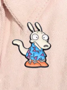 Cartoon Comedy Animation Rocko's Modern Life Enamel Pin Animated Characters Rocko Rama Cute Animal Alloy Brooch Lapel Backpack Badge Fashion Jewelry Accessories Gift for Friends