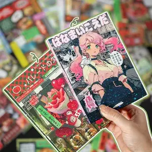 Japanese Retro Manga Style 45 Sheets Large Capacity Decorative Sticker Book Over 800 Stickers Including Glitter & DIY Diary Stickers for DIY Projects