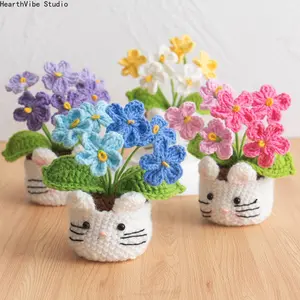 Hand-Crocheted Decorative Desktop Ornaments: Finished Potted Plants, Flower Bouquets - Knitted Yarn Crafts for Christmas Gifting (Sports & Outdoor Camping Hammock Accessory)
