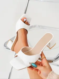 Women's Solid Color Stiletto Heeled Open Toe Sandals, Elegant Fashionable Square Toe Sandals for Party, Daily Clothing Decor for Women & Girls, Footwear