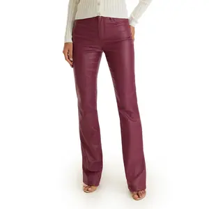 Aria Coated Flare Jean - Sangria