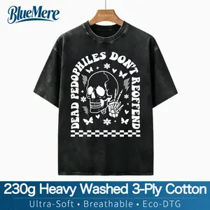 BlueMere230G Heavyweight Washed  Pure Cotton  Vintage Dead Pedophiles Dont Reoffend Tee, Protective Parent Shirt We Love Our Kids Skull Middle Finger Graphic Tshirt, Unisex Justice Shirt