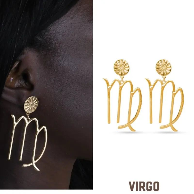Virgo Earrings - 14K Gold Plated, Statement-Making Design, Ideal for Daily Wear or Special Occasions