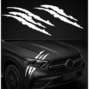 2PCS Reflective Monster Claw Sticker-with Scratch Marks Light Bumper Sticker Waterproof for Car Headlamp, Motorbike, Truck Decor