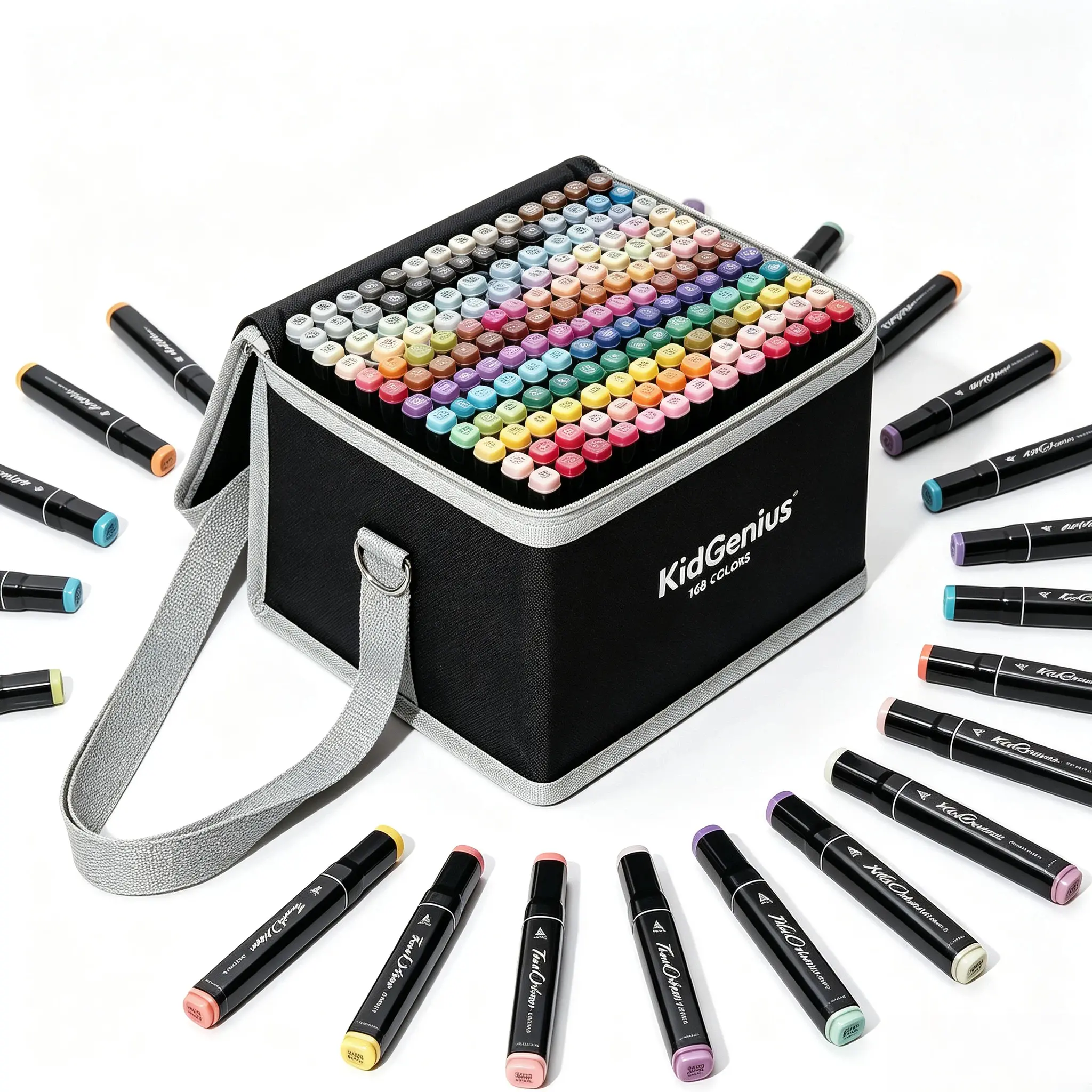KIDGENIUS Alcohol Markers Set Dual Tip Art Markers  262kind Marker Set for Artist Drawing Sketch Markers Perfect for Illustration Anime Hand Drawing Design Creation Smooth Flow Quick Dry Non Bleeding