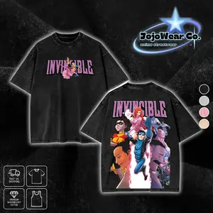 Invincible Mark Grayson Atom Eve Graphic T-shirt Image Comics Skybound Crewneck Sweatshirt Hoodie Tank Top Streetwear 100% Cotton Oversized Hero Cartoon Comic Fan Gift Heavyweight Aesthetic Washed Print Unisex Top