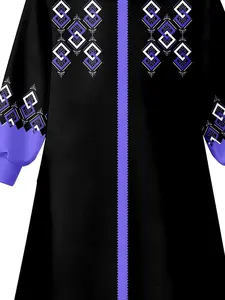 Muslim Children Hooded Robe, Geometric Embroidered Dress, Daily & Festival Wear Comfortable Modesty Kids Clothing