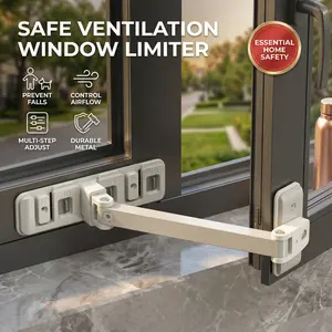 Self-adhesive door and window safety lock, non-drilling flat-opening window limit device, child safety protection
