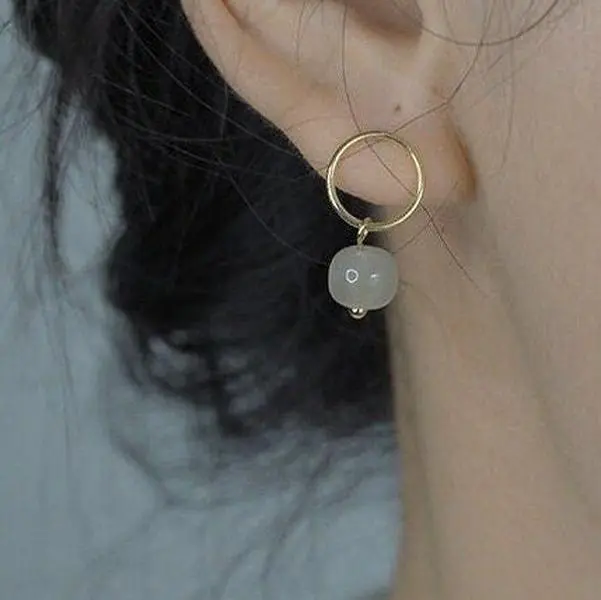Natural Jade Earrings (Gold Filled)
