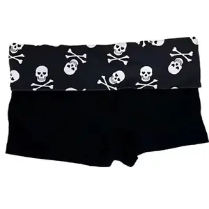 Skull Low Waisted Black Shorts with Unique Skull Pattern for Stylish Comfort