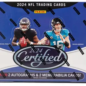 2024 NFL CERTIFIED HOBBY BOX 2 AUTOS PLUS 2 MEMORABILIA CARDS PER BOX ON AVG... 5 CARDS PER PACK 10 PACKS PER BOX