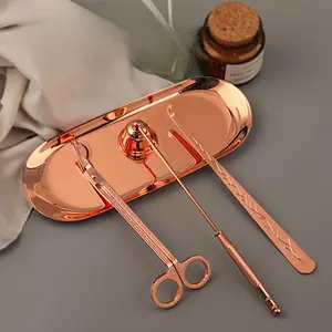Stainless Steel Aromatherapy Candle Tools Rose Gold Candle Extinguisher Set Candle Bell Candle Extinguisher Hook Candle Cover Candle Cutter