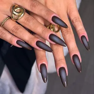 Brown and blue Aura Press on nails set