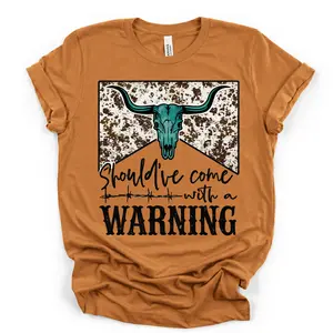 Envy Stylz Boutique Should've Come With A Warning Cowhide Skull Soft Graphic T-Shirt