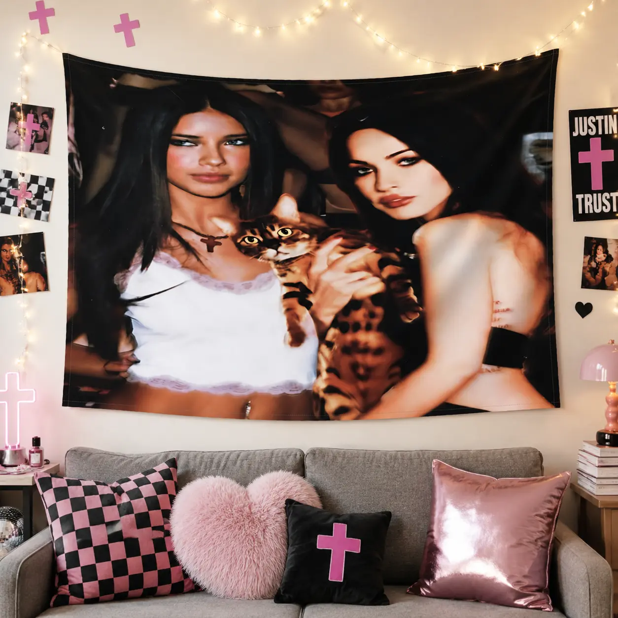 1pc Adriana Lima Tapestry Suitable for - Vertical Wall Hanging, Vertical Portrait for Narrow Spaces, Iconic Face Print for Bedroom Decorations, Party Atmosphere, Modern Fashion Room Accent