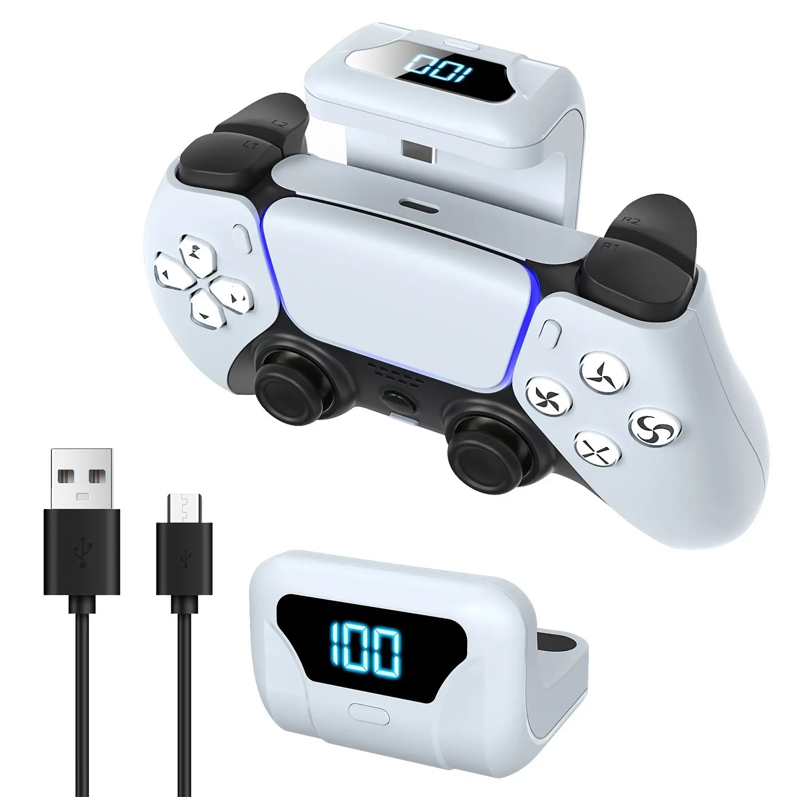 High-Capacity External Battery for PS5, Enhanced Controller Battery Life for Playstation 5, Backpack-Style Power Bank, 1800mAh Long-Lasting Charge, Safe & Durable Design, Console Controller Accessories