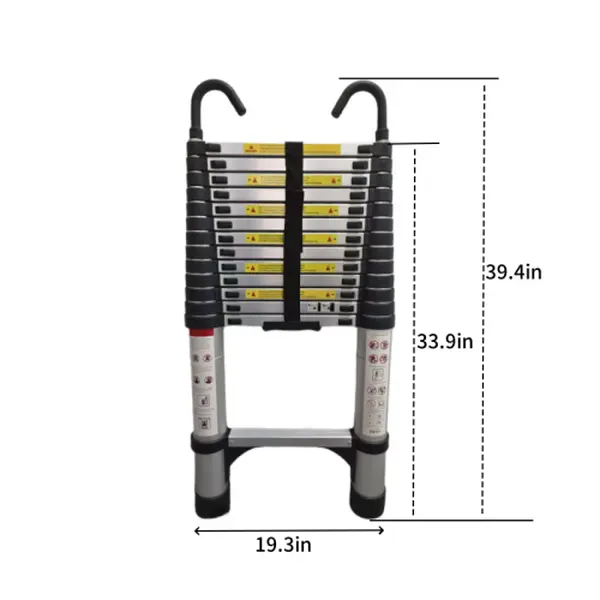 Expansion ladder, aluminum expansion ladder, foldable ladder with hooks and triangular supports, suitable for RV or outdoor work, 4.1 meters (approximately 13.5 feet)