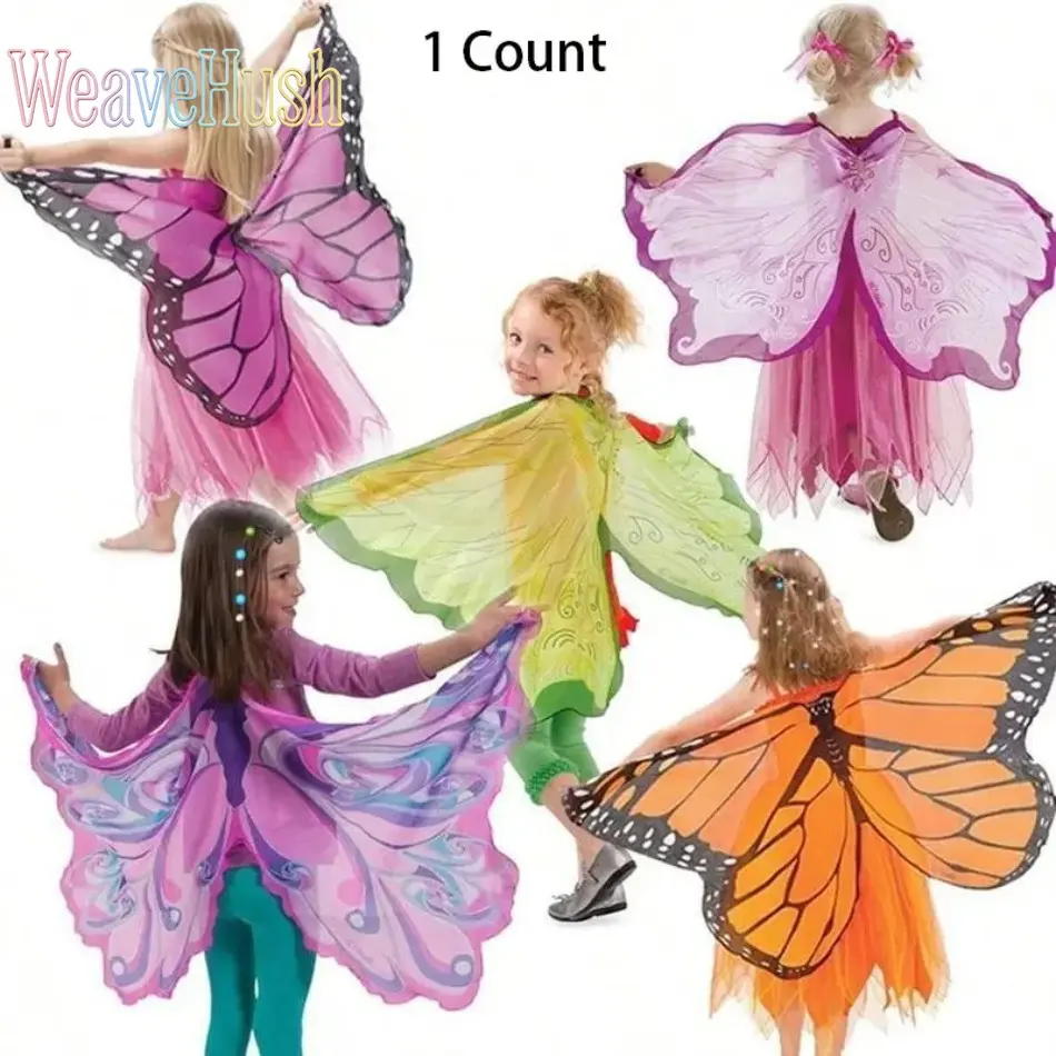 Kids Fairytale Style Costume Outfits - Soft Lightweight Angel Butterfly Wings Cape, Party & Festival Costumes, Role Play Cosplay Apparel for Halloween & Children Performances, Costume For Parties