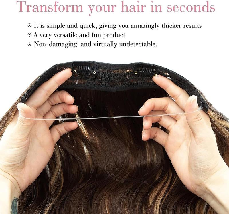 12inch Hair Extension Wavy Clip In Hair Extensions Invisible Wire Synthetic Hair Pieces For Women Daily Wear