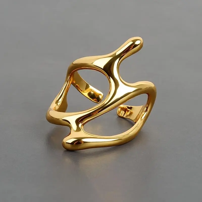 Stainless Steel Jewelry High-Quality An Irregular Opening Design Ring Easy And Elegant Temperament Finger Ring Versatile Daily Additions Suitable for Daily/Vacation/Holiday Wear Ladies' Gift