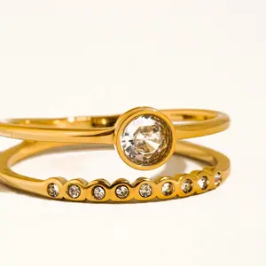 Niza stack part 1 Double Band Stainless Steel Ring