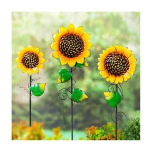 Evergreen Set of 3 Radiant Sunflower Garden Stake