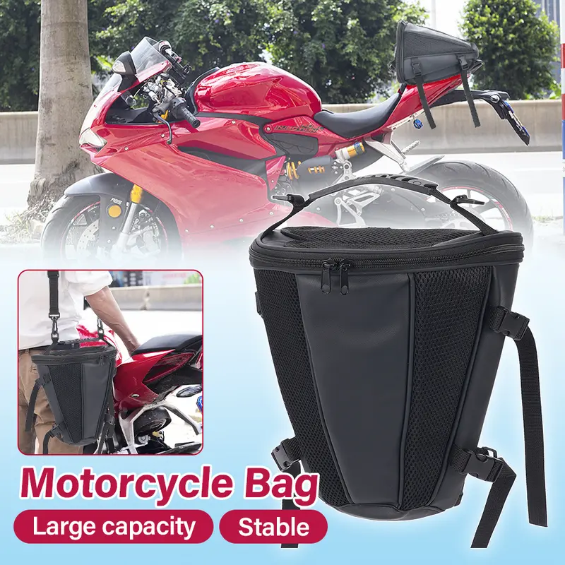 1Pcs Motorcycle Tail Bag Motorcycle Rear Seat Hanging Bag Back Frame Carrying Bag Motorcycle Riding Supplies Side Bag Black