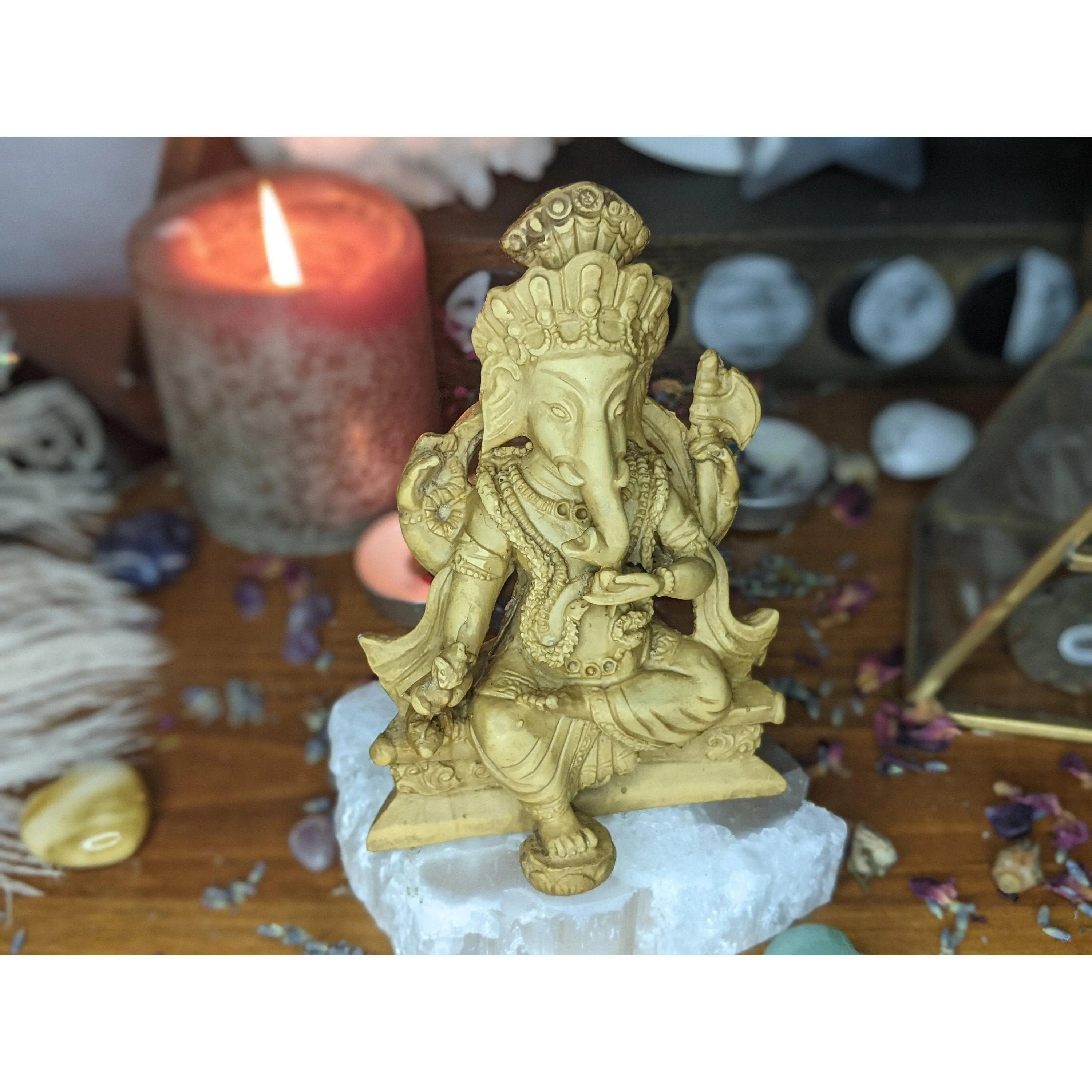 Lord Ganesh Statue from Nepal Hindu God Ganesha Resin Sculpture Altar Figurine Divine Elephant Head Wisdom Buddhist Remover of Obstacles