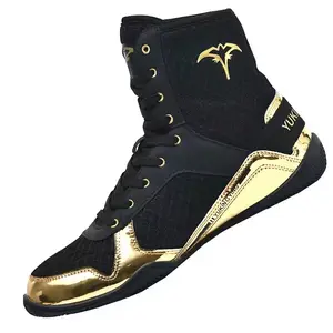 LISM Men'S Black & Golden High-Top Training Shoes - Non-Slip EVA Sole, Breathable Fabric & Synthetic Upper, Lace-Up Design for Weightlifting, Boxing, Squats - Durable Gym Sneakers, Boxing Footwear, Sleek Sporty Look, Stable Support