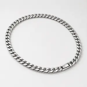 Miami Cuban Link Chain Necklace, Stainless Steel 6mm/8mm/10mm Unisex Necklace, Hypoallergenic Jewelry for Men & Women, 45-60cm