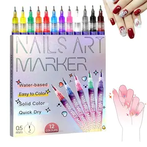 12 Color Nail Art Paint Pen Set, New Nail Art Paint Pens for 3D Nail Art, Dot Painting Line Drawing DIY Nail Tools, Nail Art Manicure