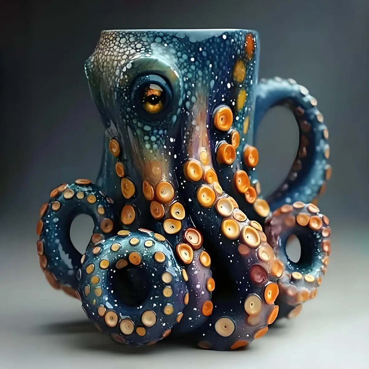 Cute Octopus Coffee Tea Mug - Funny Accent Mug, Exquisite 3D Cartoon Style, Resin Ornamental Drinkware Cup, Premium Niche Design, Aesthetic, Perfect Gift for Friends, Kids on Birthday & Valentine's Day
