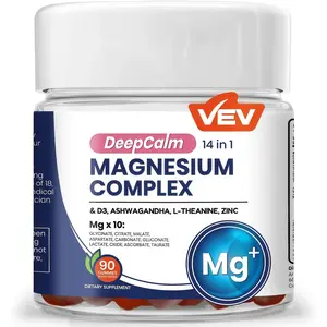 14-in-1 Magnesium Complex Gummies with Glycinate, Vitamin D3, Ashwagandha, L-theanine & Zinc - Relaxation & Daily Wellness Support, 90 Count, Vegan, Sugar Free