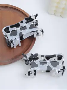 Elegant Cow Hair Claw Clips, Animal Pattern Acetate Hair Pins, Stylish Hair Accessories for Daily Commute and Casual Gatherings
