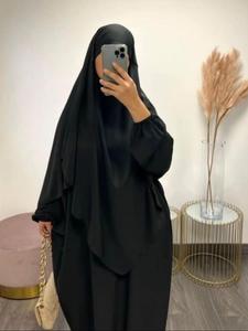 women's solid long sleeve abaya & hijab set, modest fashionable two-piece outfits for women, abayas for women, modern women's islamic clothing for muslim daily wear, abayas for women, abayas for eid, loose abayas