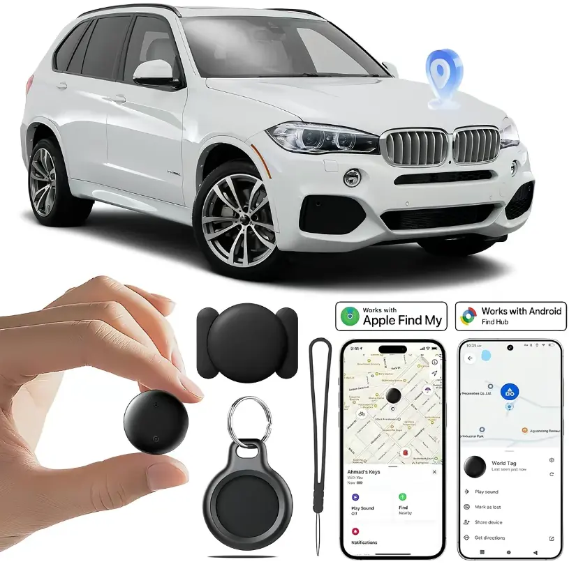 Magnetic Mini GPS Tracker - App-Based Real-Time Anti-Lost Locator, Waterproof Portable Rechargeable Device, No Monthly Fee Monitor for Car Keys, Luggage (Black)