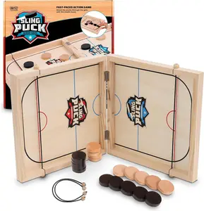 Fast Sling Puck Wooden Table Game – 2 Player Indoor Family Fun