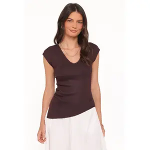 Tori Side Cinch Knitted Top - Chocolate Brown