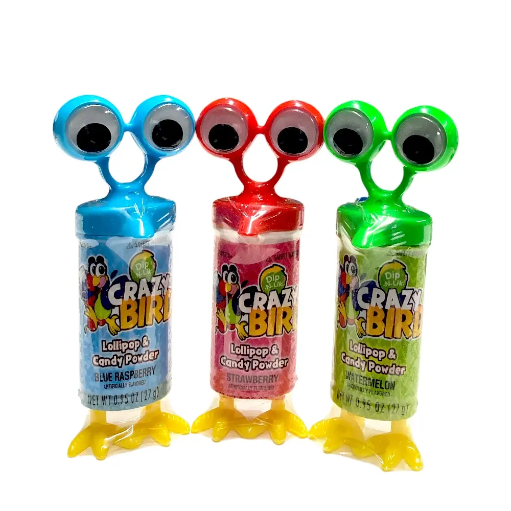 KOKO'S DIP -N- LIK CRAZY BIRD LOLLIPOP & CANDY POWDER PACK OF 3 Snack Sweet