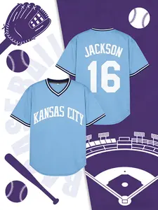 Blue Sports Baseball Jersey, Quick-Dry Short Sleeve, High-Quality Experience, Loose-Fitting Casual Style, Perfect for Spring & Fall