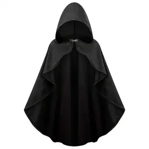1pc Women's Gothic Style Vintage Hooded Cloak Cape, Suitable For Party Costume Black Cape