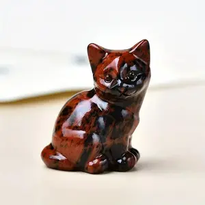 Creative Cat Design Crystal Ornament, 1 Count Pocket Size Animal Statue, Desktop Decoration for Home Office, Collectible Figurines, Gift for Friends & Family, Decorative Sculptures, Collectible Room Decor