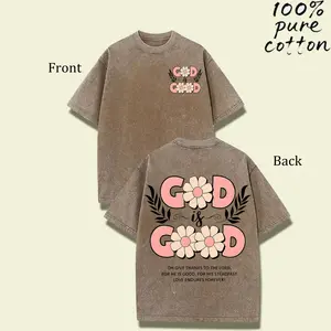 Retro Washed Double-sided 230g Men's and Women's Pure T-shirt, Breathable Loose Short Sleeved Top, Fashionable, God Is Good, Printed with Bible Print Spring Sales Tiktok Shop Deals Men's Wear Flash Sale Summer Outfits