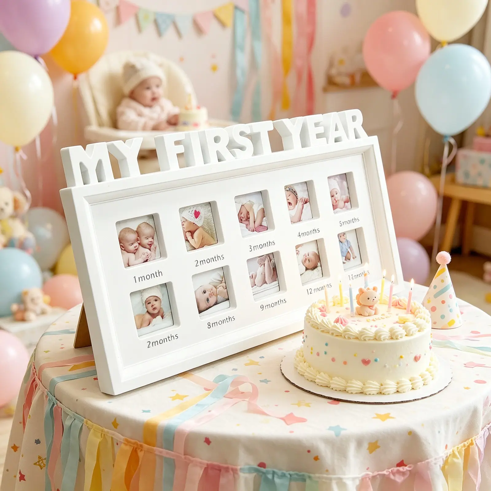 Keepsake Frame, 0-12 Months Pictures, First Year Photo Frame Souvenirs Growing Memory Gifts
