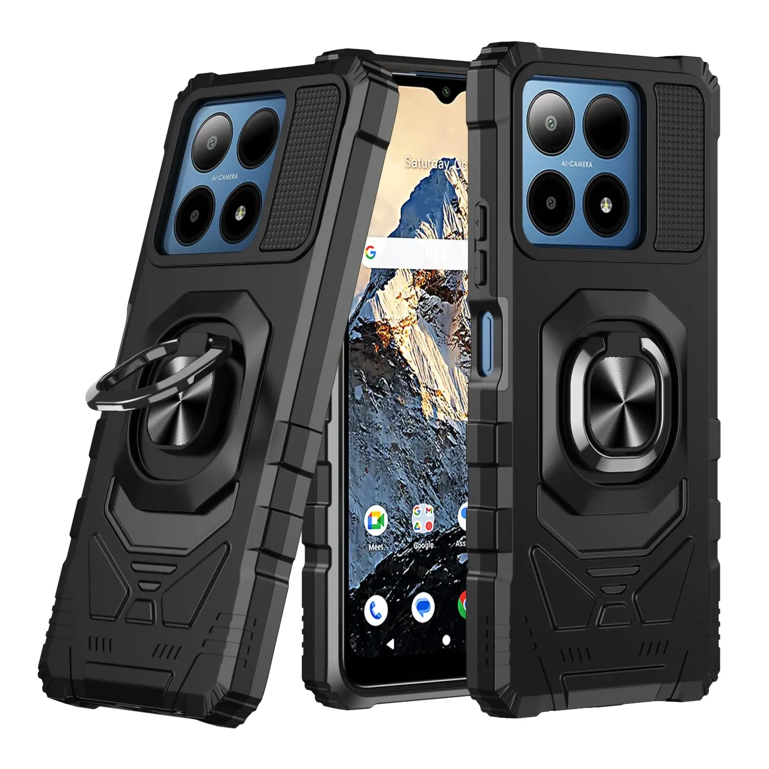 Compatible for Boost Summit 5G Case with Tempered Glass Screen Protector Military Grade Ring Car Mount Kickstand Shockproof Hard Phone Case