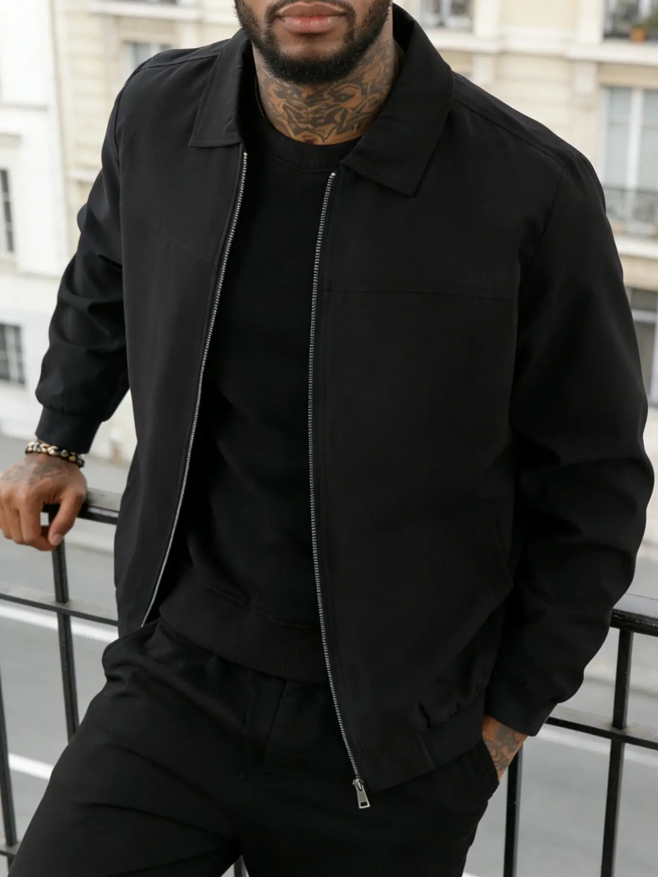 Men's Casual Jacket with Lapel Collar, Zip Closure, 100% Polyester, Lightweight Business Outerwear, Spring & Fall