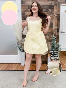 Heather Rosette Basque Waist Dress